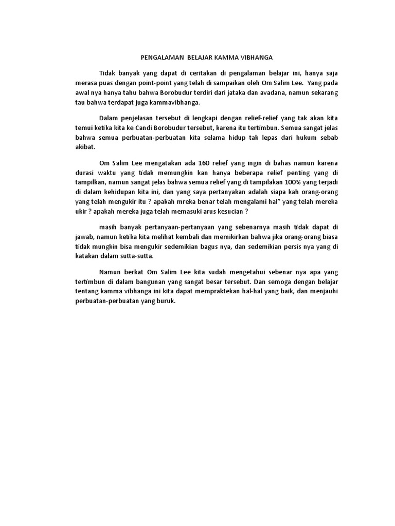 Pengalaman Belajar Kamma Vibhanga Pdf