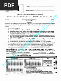 Free WAEC Literature in English Drama and Poetry Past Questions