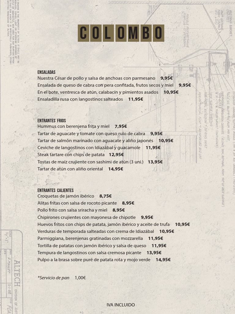 Menú del Restaurante Colombo Valladolid | PDF | Salsa | Cocinando