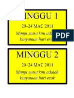 Minggu 1: Mimpi Masa Kini Adalah Kenyataan Hari Esok