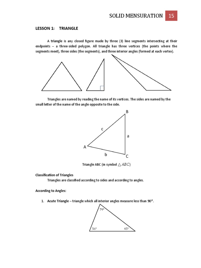 UNIT 1 Lesson 3 Triangles PDF Triangle Area
