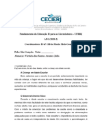 Fundamentos Da Educação II para As Licenciaturas - UFRRJ AD1 (2020-2) Coordenadora: Prof . Sílvia Maria Melo Gonçalves