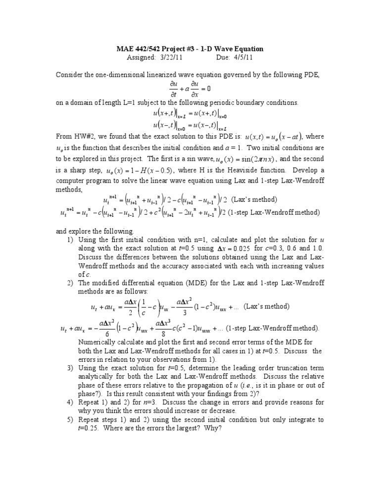 1-D Wave Equation Analysis Project | PDF | Partial Differential ...