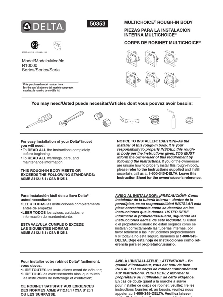 Delta 3 Hole Bathroom Faucet Installation Instructions