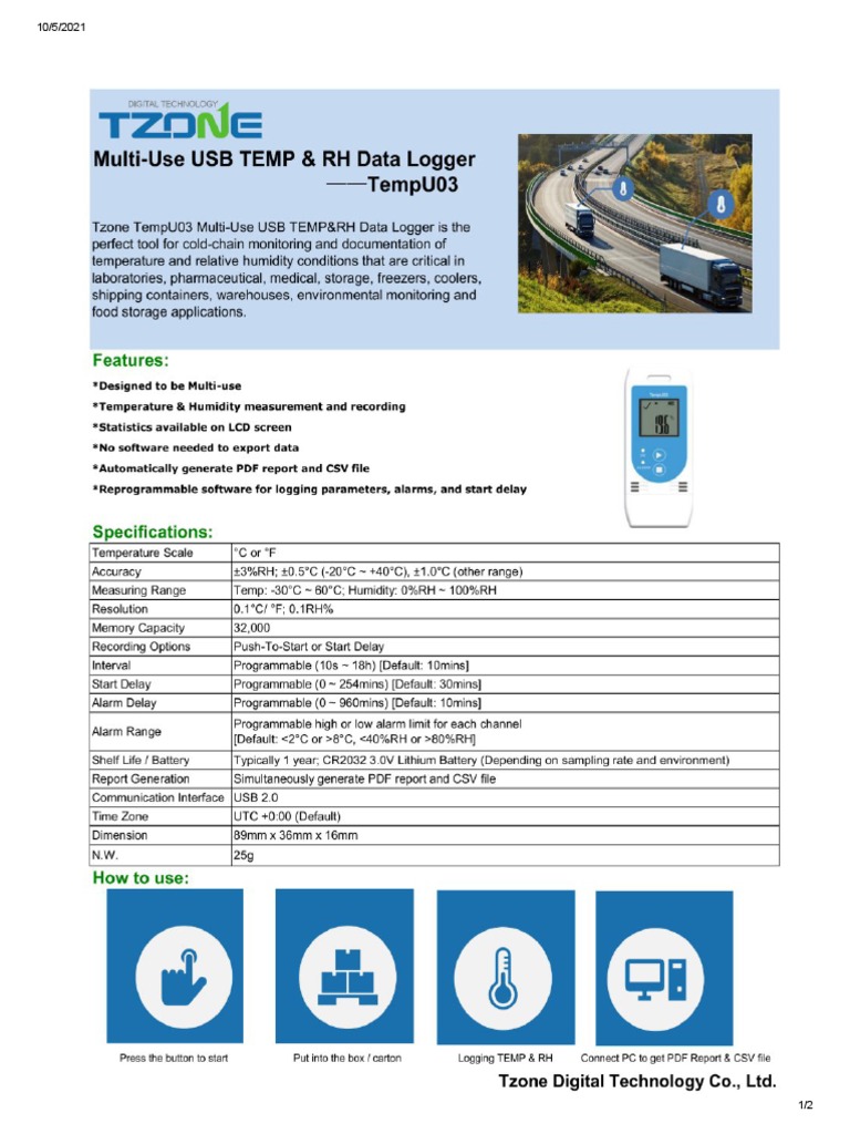 Ficha Técnica Data Logger | PDF
