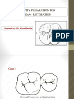 Class I Cavity Preparation For Amalgam Restoration: Prepared By: DR. Afnan Elwadia