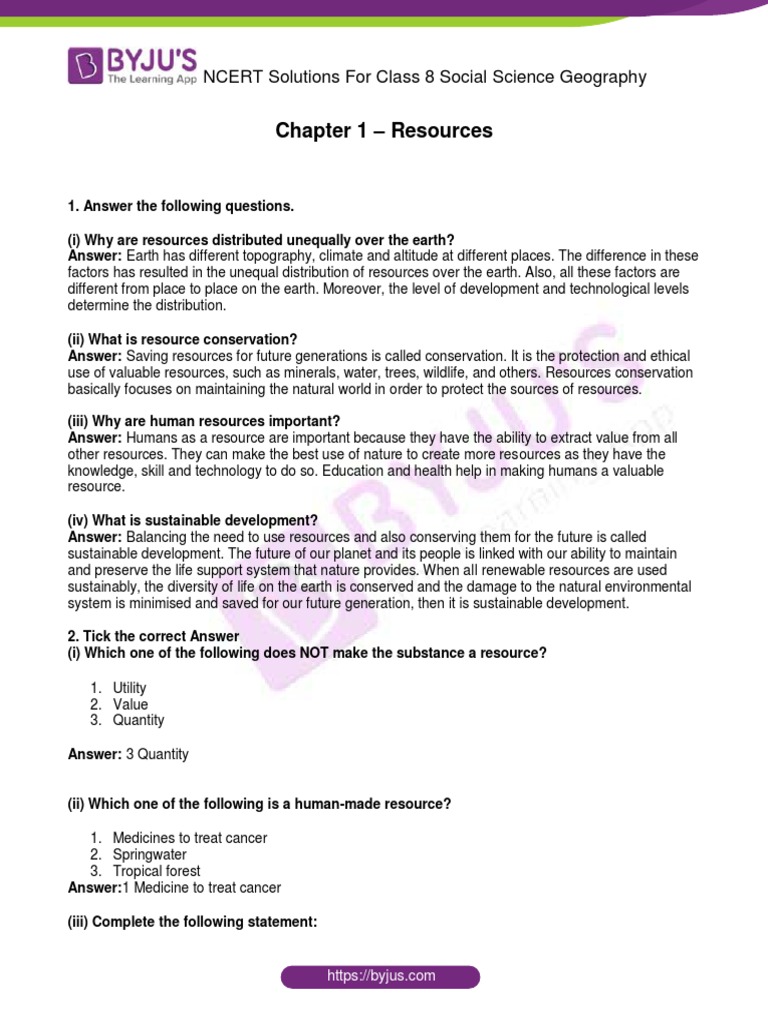 NCERT Solutions For Class 8 Social Science Geography Chapter 1