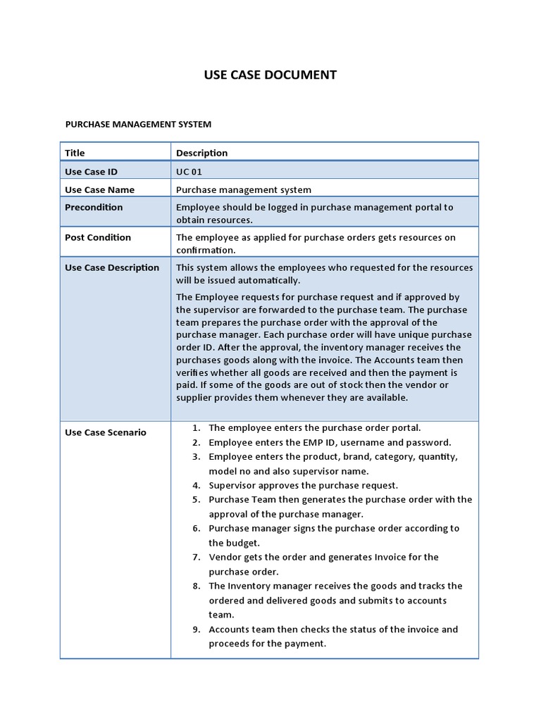 Use Case Document | PDF | Use Case | Invoice