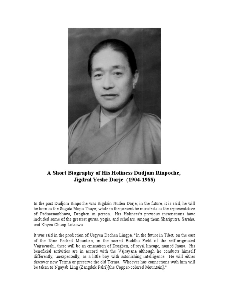 Dudjom Rinpoche: A Brief Biography | PDF | Religious Behaviour And ...