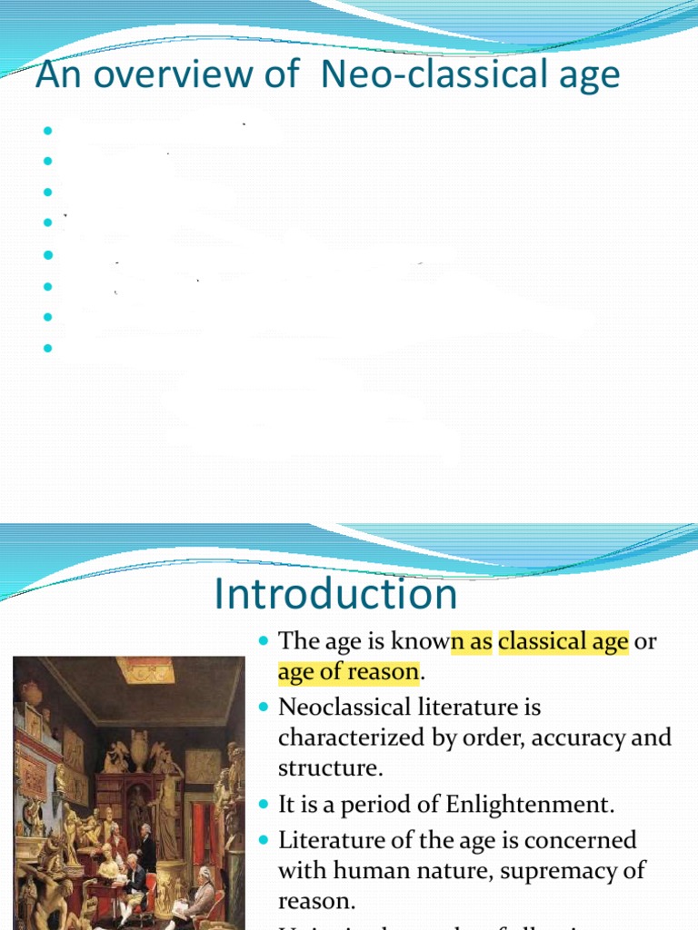 Neoclassical Age PDF English Literature