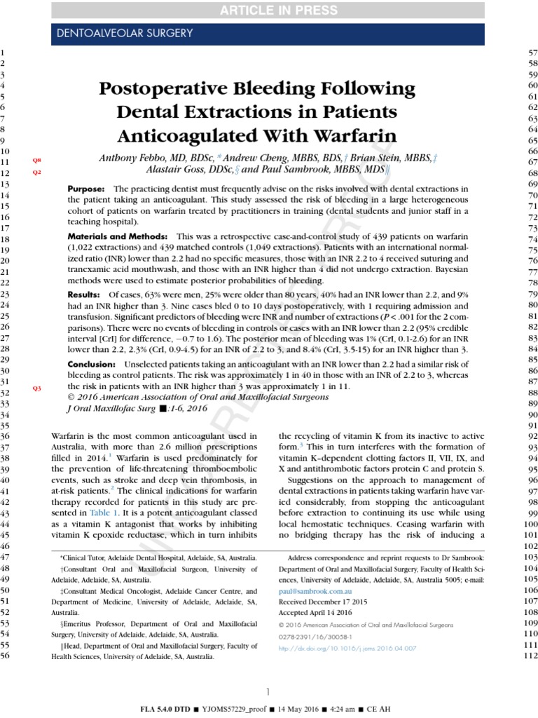 Jurnal 1 - Postoperative Bleeding Following Dental Extractions in ...