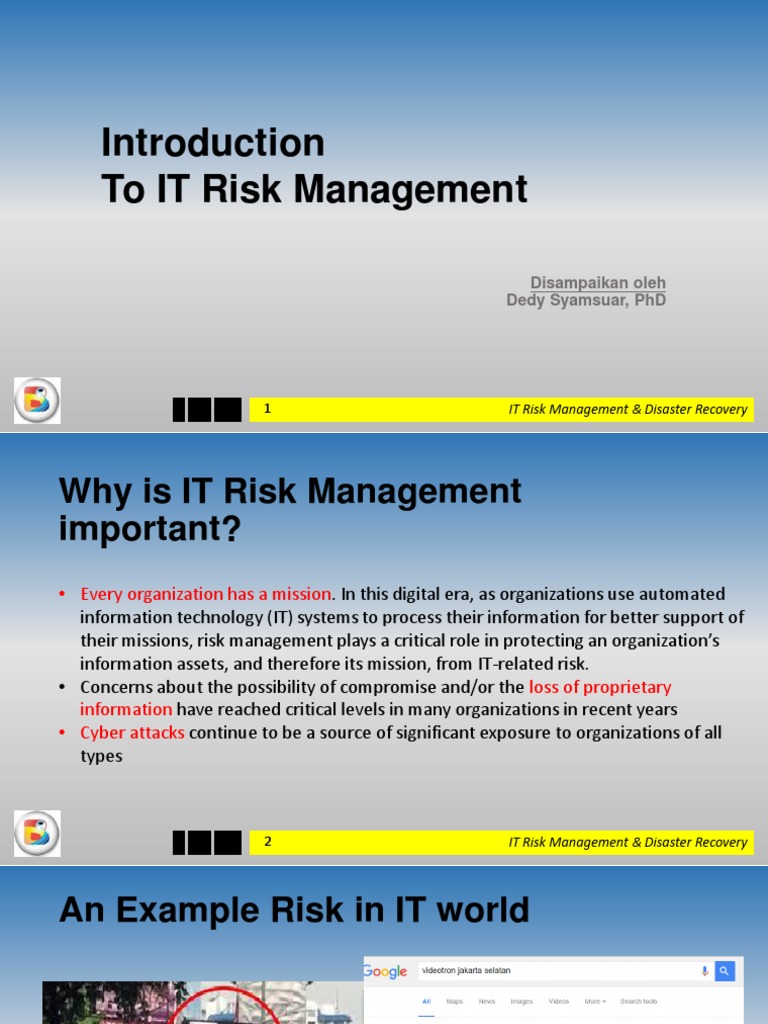 Pertemuan 2 - Introduction To IT Risk Management | PDF | Risk ...