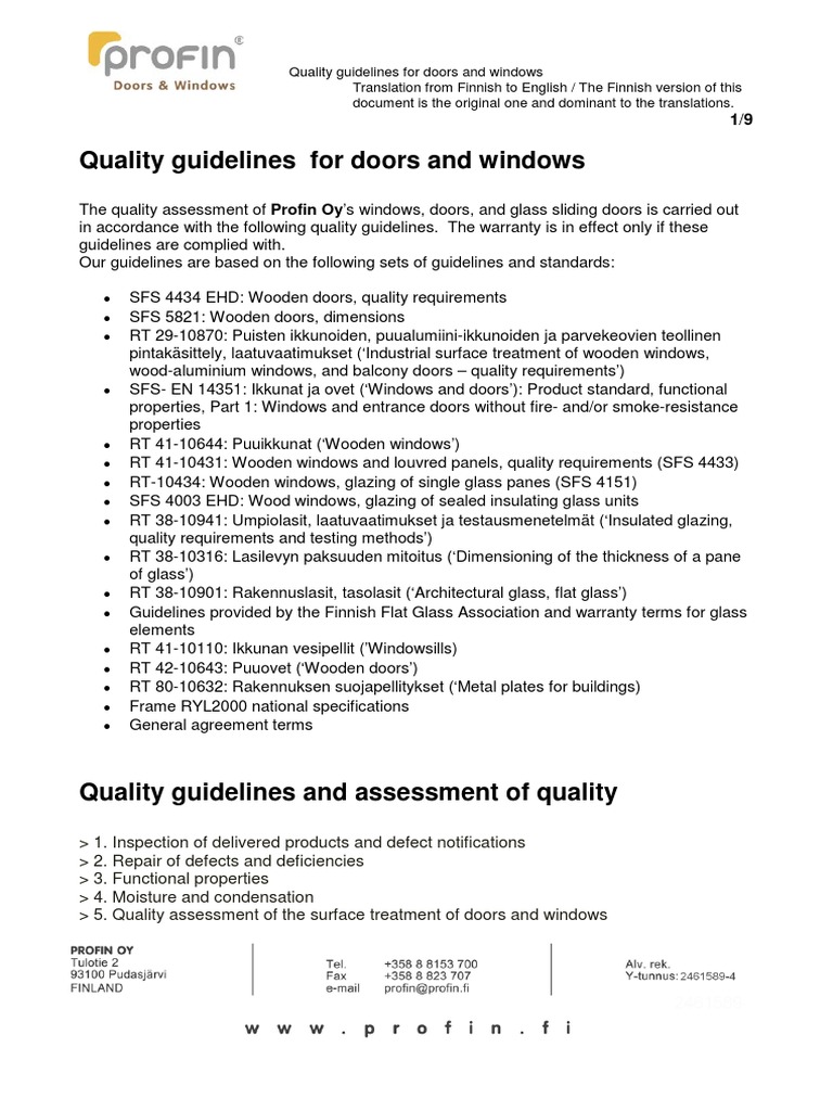 Quality Guidelines for Doors and Windows | PDF | Window | Building ...