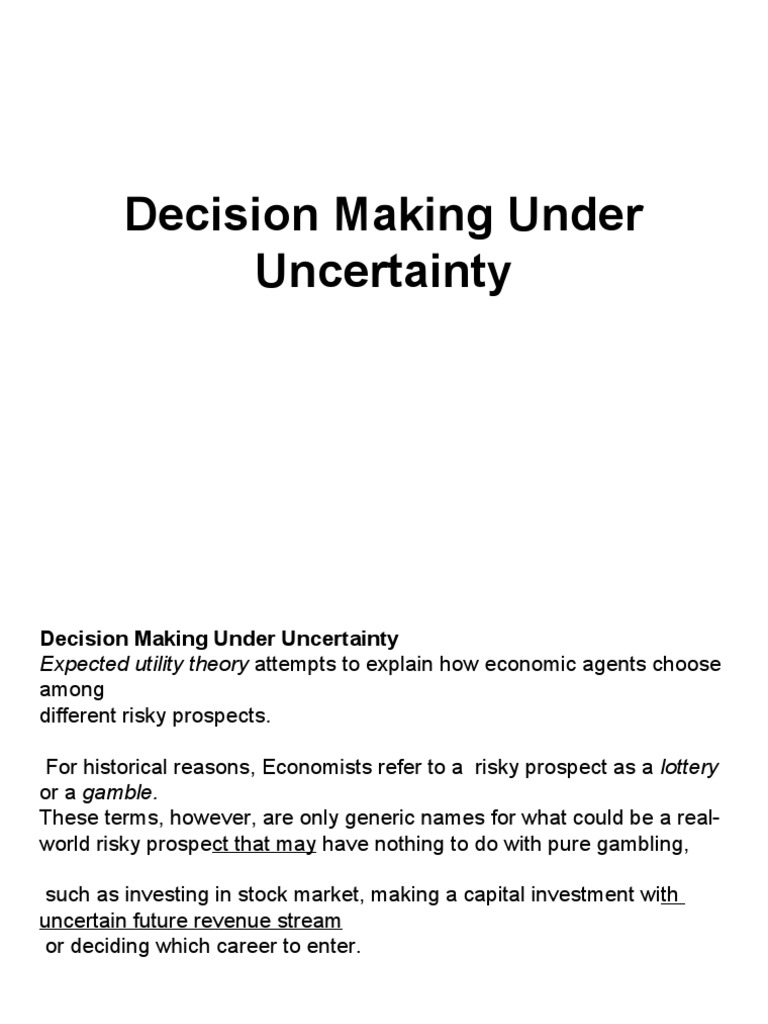 Decision Making in Risky Prospects | PDF | Risk Aversion | Utility