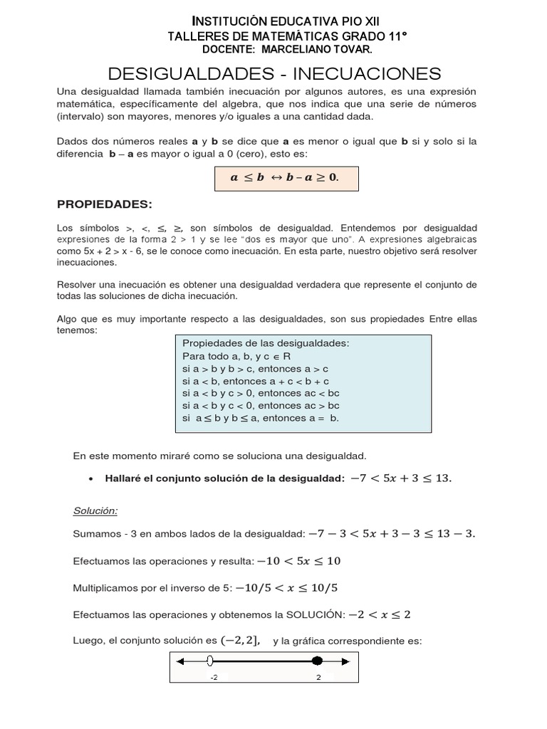 Guia1 Inecuaciones | PDF | Intervalo (Matemáticas) | Desigualdad ...