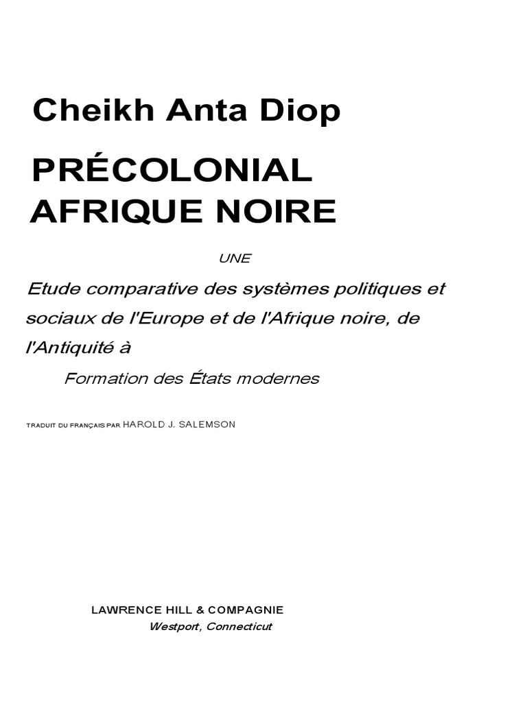 Les Rites En Afrique Noire Pdf Afrique Noire Précoloniale Une Étude Cheikh Anta Diop | PDF | Afrique |  Esclavage