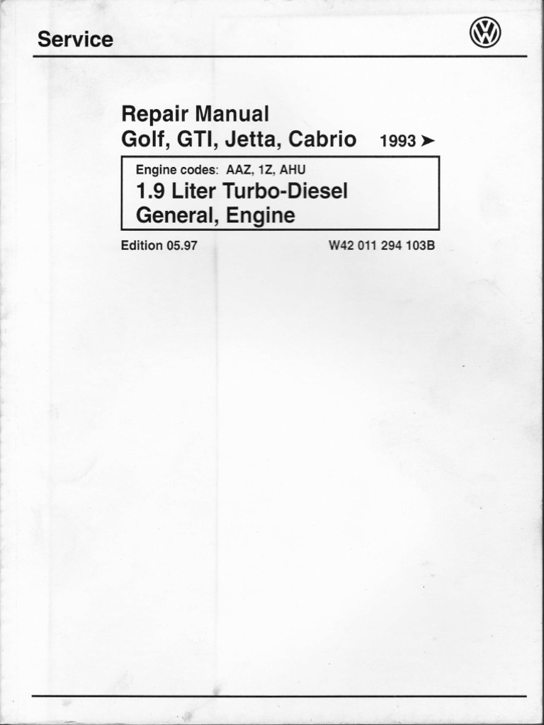 1993 VW Golf GTI Jetta Cabrio Repair Manual | PDF | Throttle