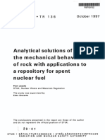 Analytical Solutions of The Mechanical Behaviour of Rock With Applications To A Repository For Spent Nuclear Fuel