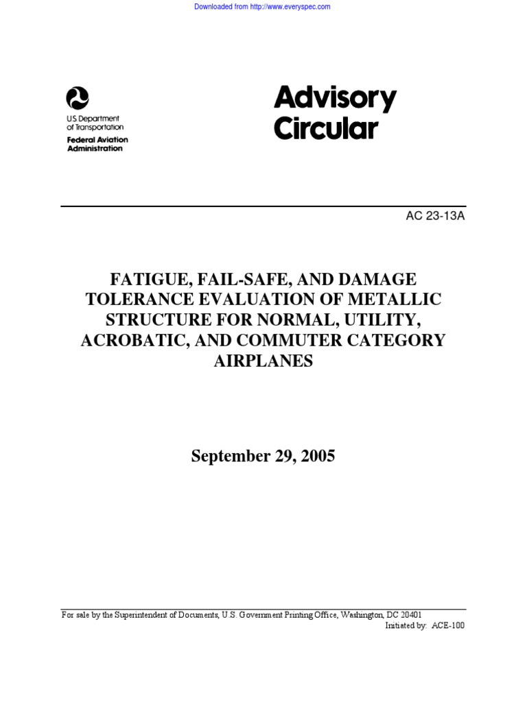 Fatigue and Damage Tolerance in Airplanes | PDF | Fatigue (Material ...