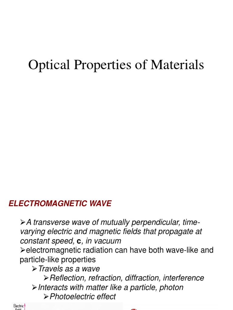 Optical Properties of Materials PDF Optics Refraction