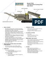 Model GT200 Track-Mounted Crushing Plant Spec Sheet: 1200Ls Crusher Hydraulic System