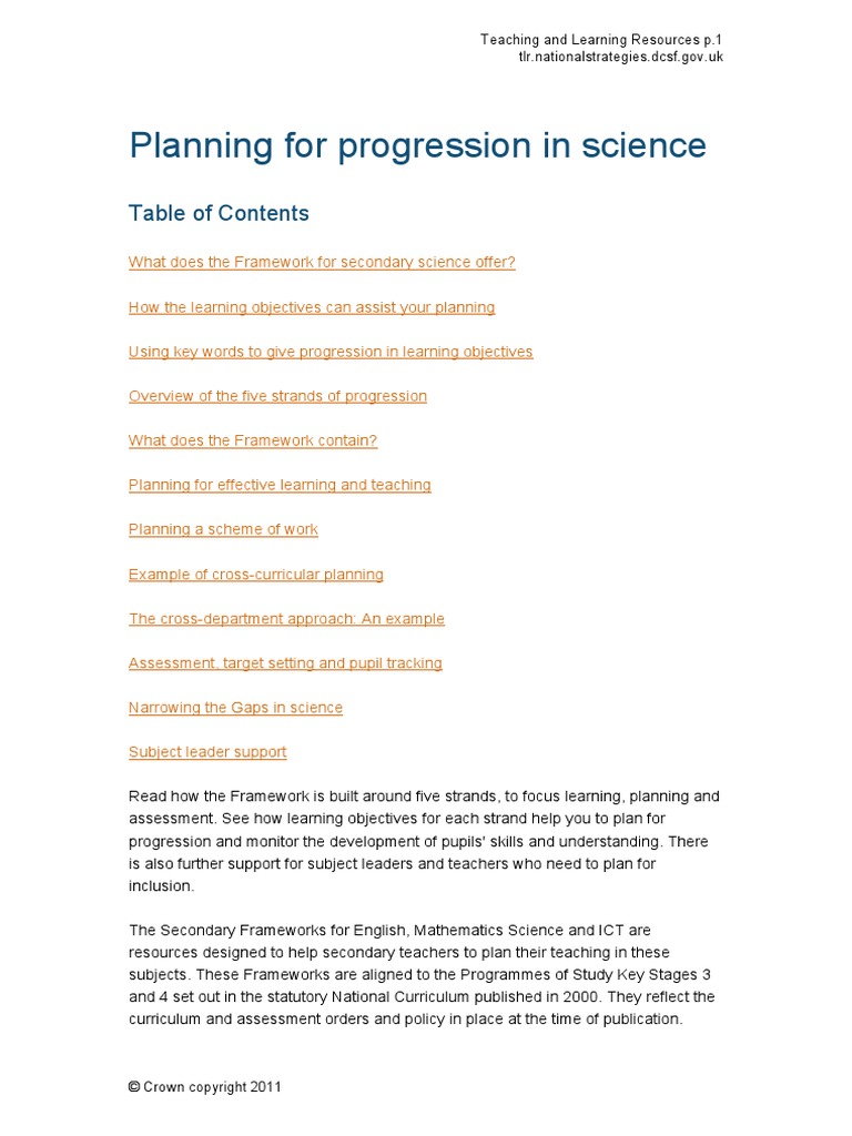 Planning For Progression in Science: Teaching and Learning Resources p ...
