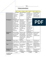 Name: - Date: - Writing To Inform Rubric Assignment