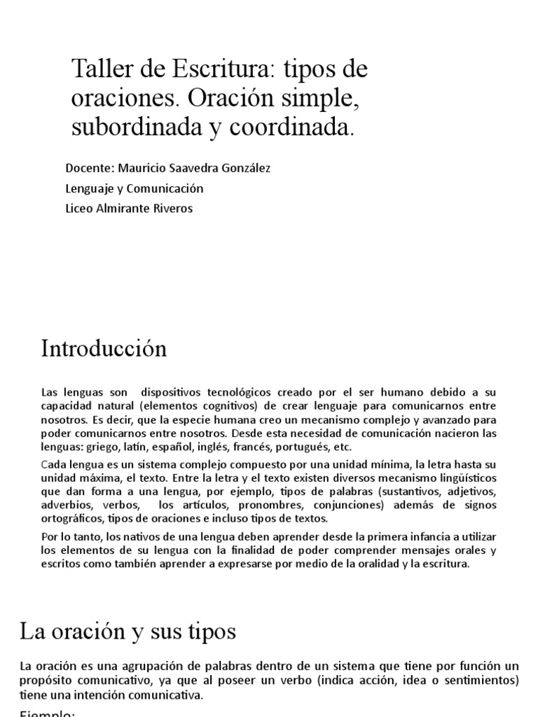 Tipos de Oraciones en Lenguaje y Comunicación | PDF | Oración ...