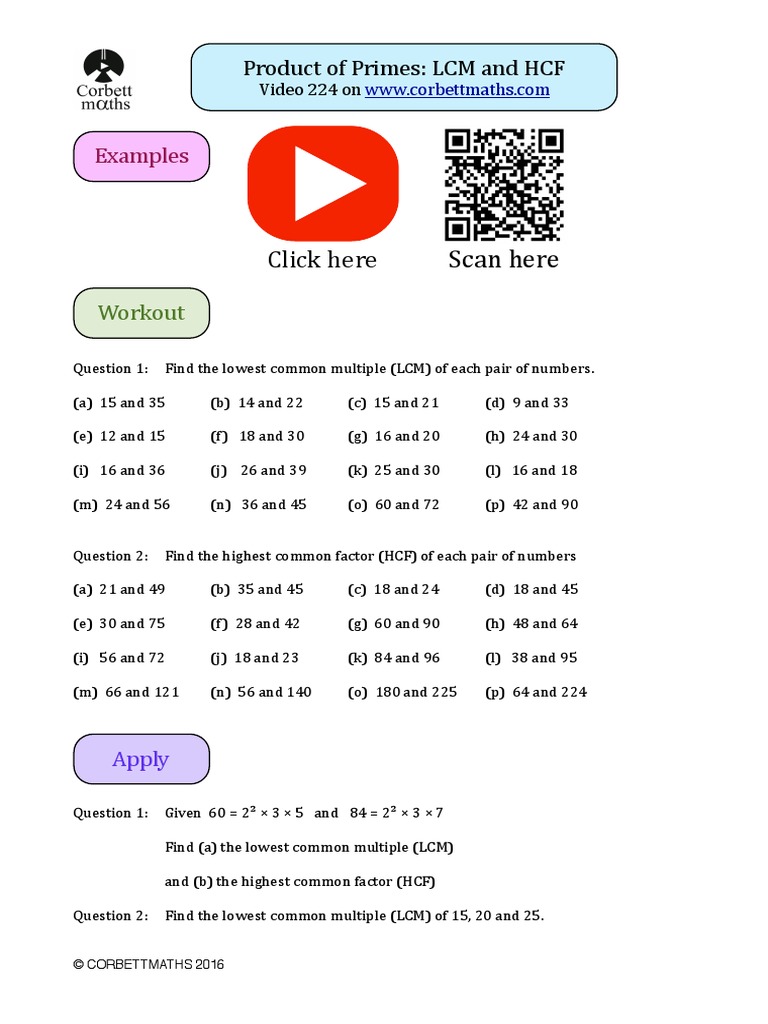 Lcm And Hcf Using Product Of Primes Pdf Download Free Pdf Number