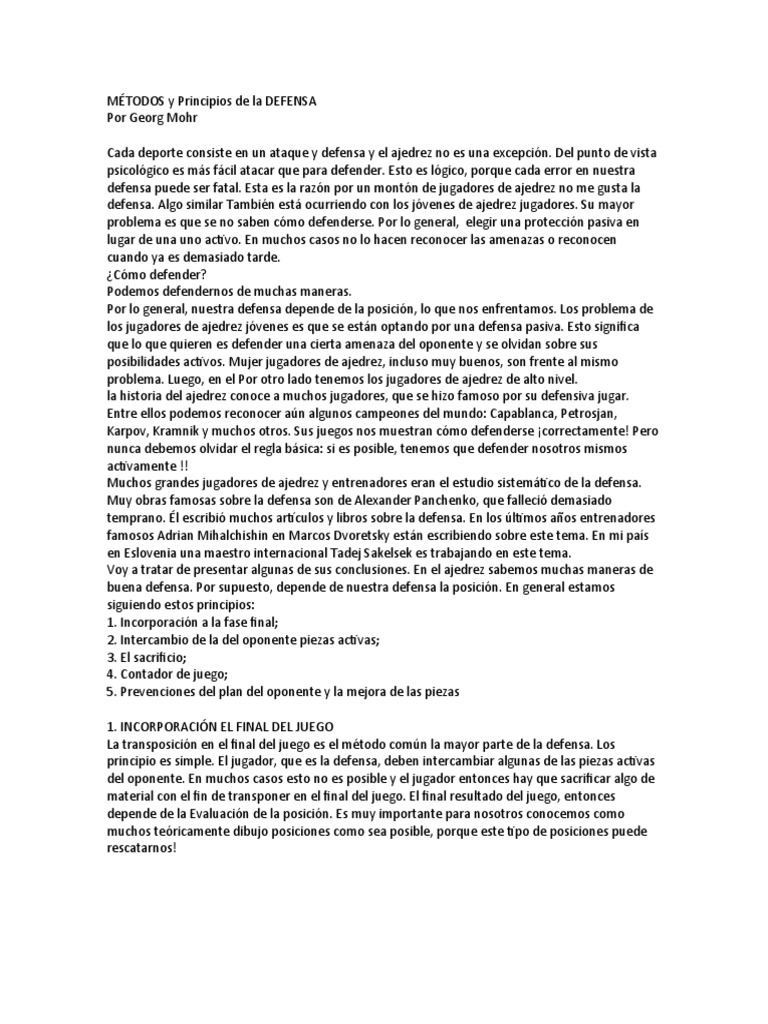 Estrategias de Defensa en Ajedrez | PDF | Ajedrez | Juegos de ...