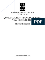 Qualification Procedures For New Technology: Recommended Practice DNV-RP-A203