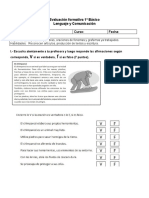 EVALUACION Formativa Lenguaje 1 Basico