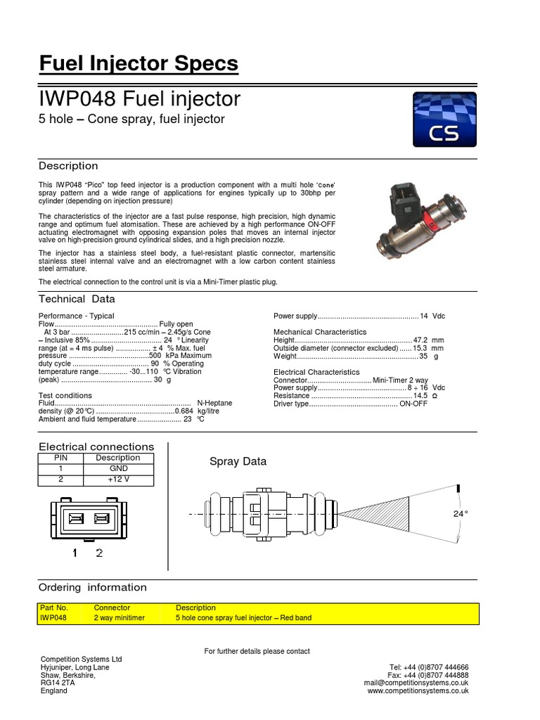 Fuel Injector Specs PDF Fuel Injection Valve