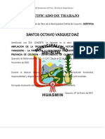 Certificado de Trabajo - Santos Octavio Vasquez Diaz
