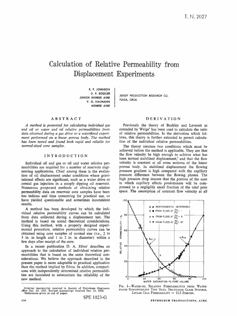 Calculating Relative Permeability Methods | PDF | Permeability (Earth ...