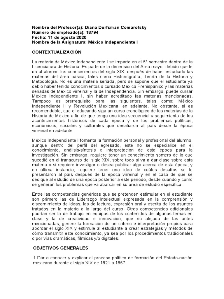 Programa de México Independiente, Otoño 2020 | PDF | México | Estado ...