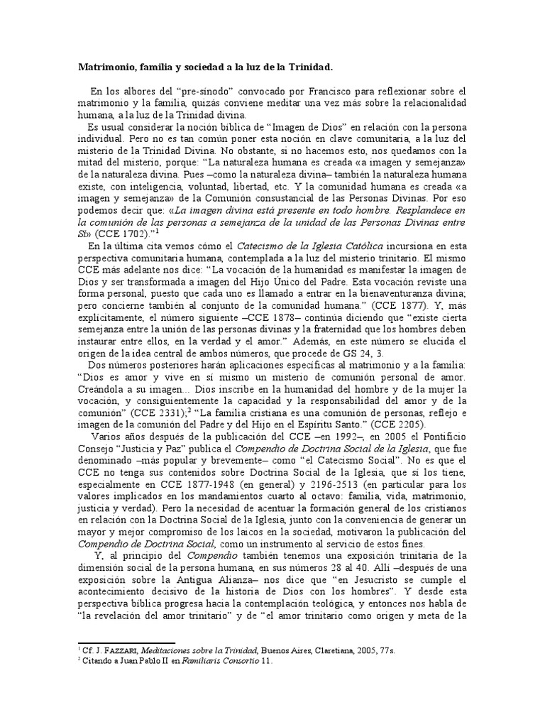 Matrimonio y Familia en la Trinidad | PDF | Trinidad | Amor