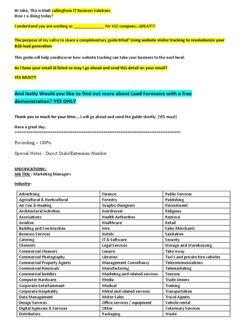 TM Calling Script - Using Website Visitor Tracking To Revolutionize ...