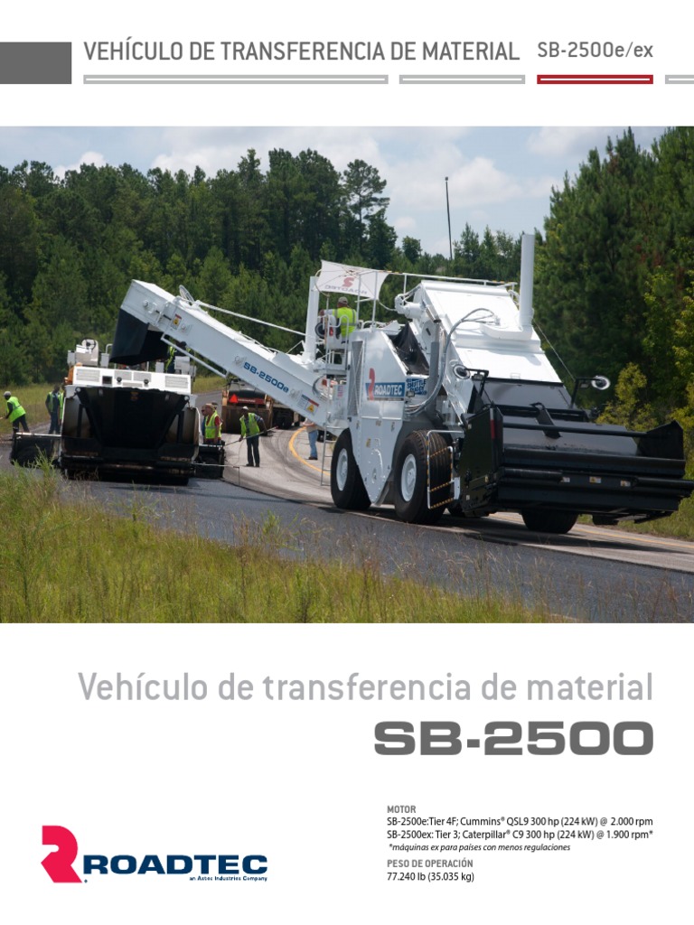 Roadtec Vehículo de Transferencia de Material SB 2500 | PDF | La ...