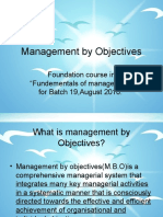 Management by Objectives: Foundation Course in "Fundementals of Management" For Batch 19, August 2010