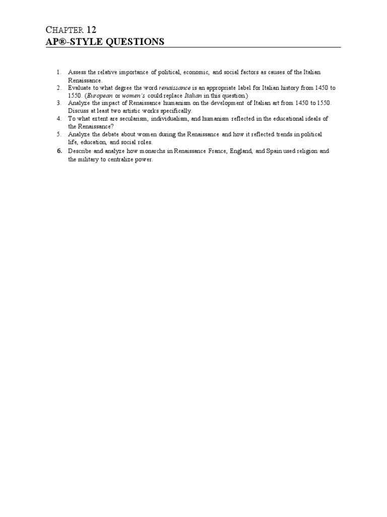 Italian Renaissance: Key AP Questions | PDF