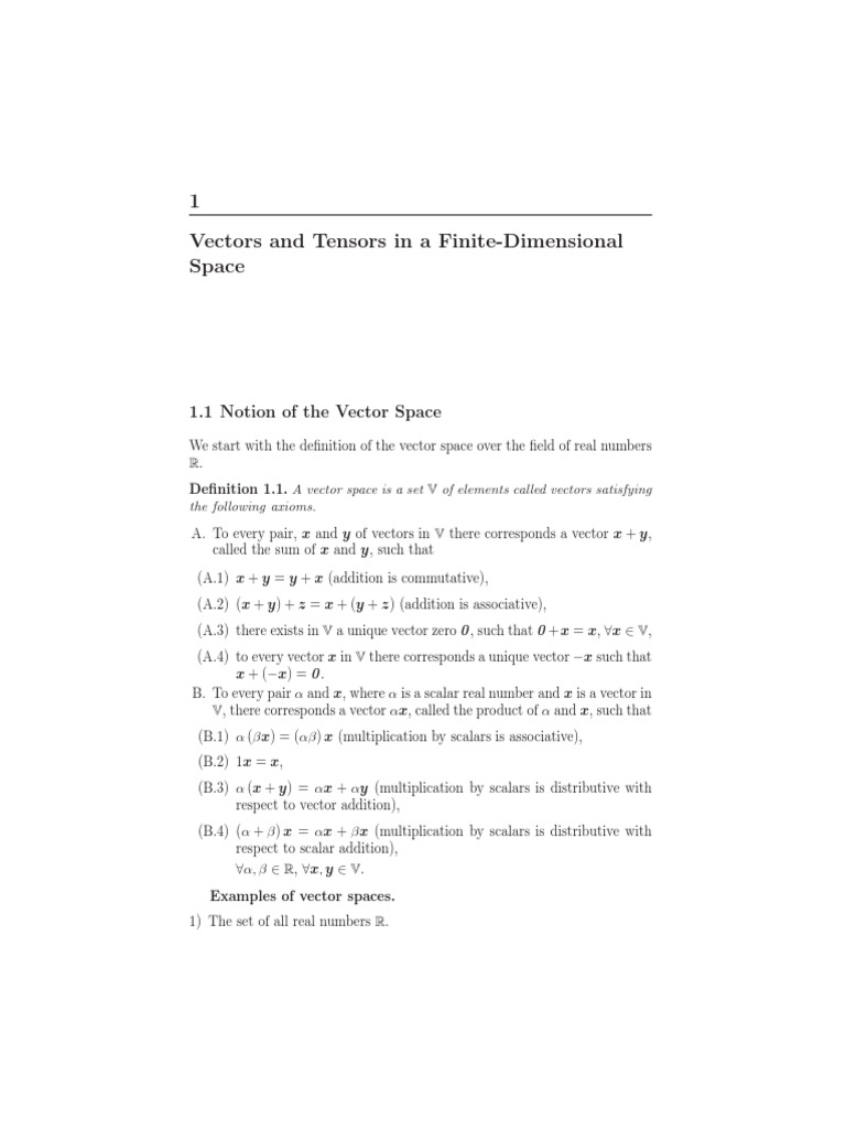 Vectors and Tensors Overview | PDF | Vector Space | Basis (Linear Algebra)