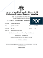 End-Of-Semester Examination SEMESTER 2, 2004/2005 SESSION Kulliyyah of Economics and Management Sciences