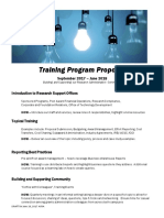 Training Program Proposal: September 2017 - June 2018