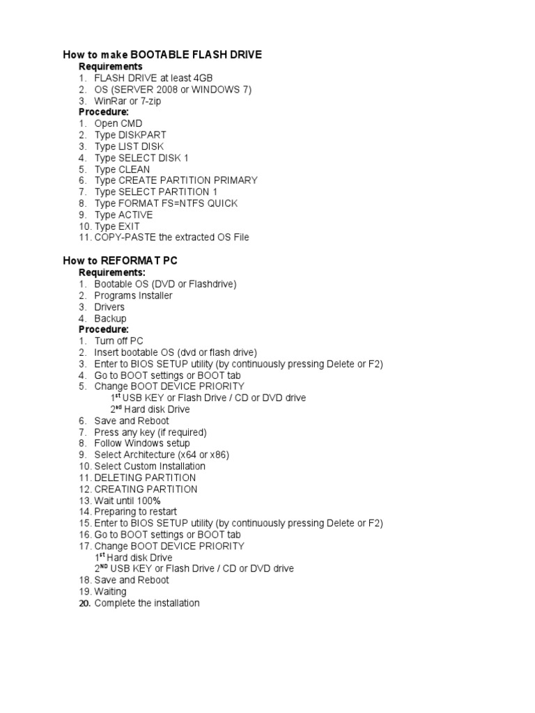 How To Make Bootable Flash Drive Requirements PDF