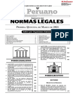 Normas Legales de la Primera Quincena de Marzo de 2021