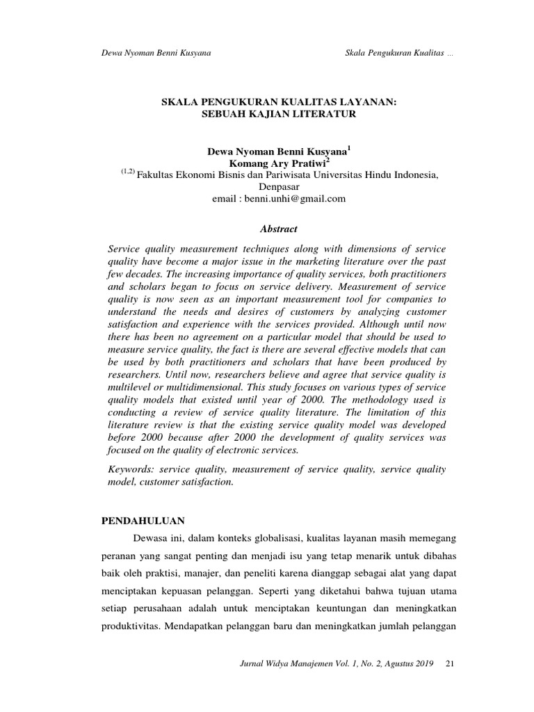 Skala Pengukuran Kualitas Layanan Sebuah 1d672942 | PDF | Customer ...