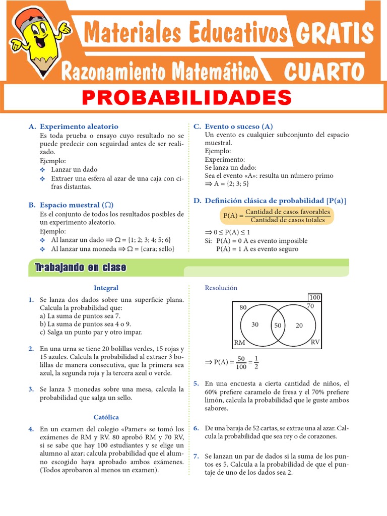 Ejercicios de Probabilidad para Secundaria | PDF
