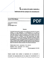 Los Restos Del Sujeto. Sobre Tejas Verdes. Diario de un campo de concentración en Chile (Hernán Valdés). Jaume Peris Blanes