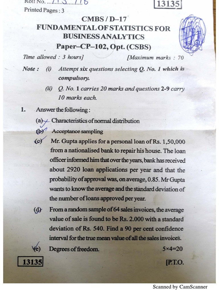 First Year Question Paper | PDF